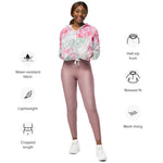 Women’s cropped windbreaker Romantic Elegant Pink Floral Summer Rose Women's Cropped Windbreaker Jacket