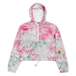 Women’s cropped windbreaker Romantic Elegant Pink Floral Summer Rose Women's Cropped Windbreaker Jacket