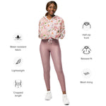 Women’s cropped windbreaker Romantic Pink Rose Summer Rose Women's Cropped Windbreaker Jacket
