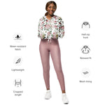 Women’s cropped windbreaker Romantic Pink Roses Floral Summer Rose Women's Cropped Windbreaker Jacket