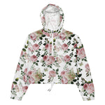 Women’s cropped windbreaker Romantic Pink Roses Floral Summer Rose Women's Cropped Windbreaker Jacket