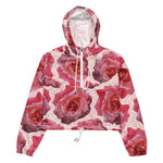 Women’s cropped windbreaker RosaCartoonus Romantic Watercolor Roses Summer Rose Women's Cropped Windbreaker Jacket