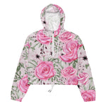 Women’s cropped windbreaker Rose Floral Pattern Summer Rose Women's Cropped Windbreaker Jacket
