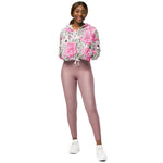 Women’s cropped windbreaker Rose Floral Pattern Summer Rose Women's Cropped Windbreaker Jacket