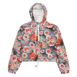 Women’s cropped windbreaker Rose Orange Flower Pattern Summer Rose Women's Cropped Windbreaker Jacket