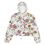 Women’s cropped windbreaker Rose Pink Elegant Floral Watercolor Summer Rose Women's Cropped Windbreaker Jacket