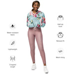 Women’s cropped windbreaker Rose Pink Flower Pattern Summer Rose Women's Cropped Windbreaker Jacket