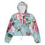 Women’s cropped windbreaker Rose Pink Flower Pattern Summer Rose Women's Cropped Windbreaker Jacket
