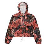 Women’s cropped windbreaker Roses Flower Berries Tarantula Snake Summer Rose Women's Cropped Windbreaker Jacket