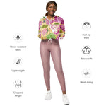 Women’s cropped windbreaker Roses Flower Vintage Summer Rose Women's Cropped Windbreaker Jacket