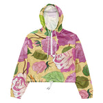 Women’s cropped windbreaker Roses Flower Vintage Summer Rose Women's Cropped Windbreaker Jacket