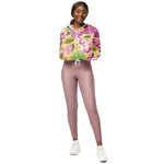 Women’s cropped windbreaker Roses Flower Vintage Summer Rose Women's Cropped Windbreaker Jacket