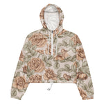 Women’s cropped windbreaker Roses Flowers Colored Vintage Flower Summer Rose Women's Cropped Windbreaker Jacket