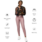 Women’s cropped windbreaker Roses In Fall Vintage Colors Botanical Garden Summer Rose Women's Cropped Windbreaker Jacket