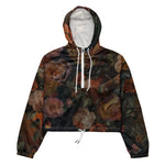 Women’s cropped windbreaker Roses In Fall Vintage Colors Botanical Garden Summer Rose Women's Cropped Windbreaker Jacket