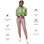 Women’s cropped windbreaker Roses Watercolor pattern Summer Rose Women's Cropped Windbreaker Jacket