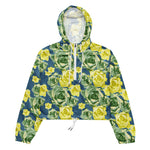 Women’s cropped windbreaker Roses Watercolor pattern Summer Rose Women's Cropped Windbreaker Jacket
