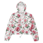 Women’s cropped windbreaker Scatter Pink Roses Pattern Summer Rose Women's Cropped Windbreaker Jacket