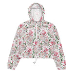 Women’s cropped windbreaker Seamless pattern with pink flowers and leaves Summer Rose Women's Cropped Windbreaker Jacket