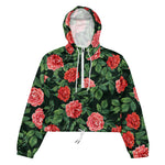 Women’s cropped windbreaker Seamless pattern with Red Roses Flowers Summer Rose Women's Cropped Windbreaker Jacket