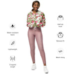 Women’s cropped windbreaker Seamless Watercolor Flowers Pink Roses Summer Rose Women's Cropped Windbreaker Jacket