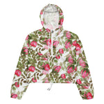 Women’s cropped windbreaker Seamless Watercolor Flowers Pink Roses Summer Rose Women's Cropped Windbreaker Jacket