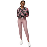 Women’s cropped windbreaker Snakes and Peach Roses Summer Rose Women's Cropped Windbreaker Jacket
