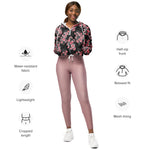 Women’s cropped windbreaker Snakes and Peach Roses Summer Rose Women's Cropped Windbreaker Jacket