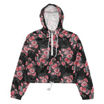 Women’s cropped windbreaker Snakes and Peach Roses Summer Rose Women's Cropped Windbreaker Jacket