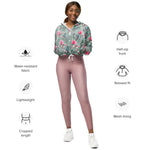 Women’s cropped windbreaker Soft Rose Flower Pink Summer Rose Women's Cropped Windbreaker Jacket