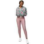 Women’s cropped windbreaker Soft Rose Flower Pink Summer Rose Women's Cropped Windbreaker Jacket