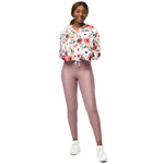 Women’s cropped windbreaker Spring Flowers and Leaves Summer Rose Women's Cropped Windbreaker Jacket