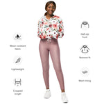 Women’s cropped windbreaker Spring Flowers and Leaves Summer Rose Women's Cropped Windbreaker Jacket