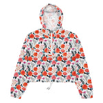 Women’s cropped windbreaker Summer Flower Pink and Orange Rose Floral Summer Rose Women's Cropped Windbreaker Jacket
