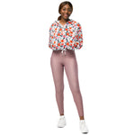 Women’s cropped windbreaker Summer Flower Pink and Orange Rose Floral Summer Rose Women's Cropped Windbreaker Jacket