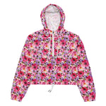 Women’s cropped windbreaker Summer Watercolor Floral Pattern Summer Rose Women's Cropped Windbreaker Jacket