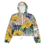 Women’s cropped windbreaker Trendy Yellow & Green Floral GirlySummer Rose Women's Cropped Windbreaker Jacket