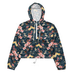 Women’s cropped windbreaker Tropical Vintage Red Hibiscus FlowerSummer Rose Women's Cropped Windbreaker Jacket