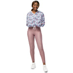 Women’s cropped windbreaker Unicorn Pink & Blue Rose PatternSummer Rose Women's Cropped Windbreaker Jacket
