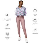 Women’s cropped windbreaker Unicorn Pink & Blue Rose PatternSummer Rose Women's Cropped Windbreaker Jacket