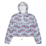 Women’s cropped windbreaker Unicorn Pink & Blue Rose PatternSummer Rose Women's Cropped Windbreaker Jacket