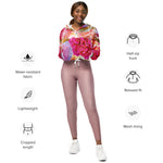 Women’s cropped windbreaker Vibrant Field of Roses Summer Rose Women's Cropped Windbreaker Jacket