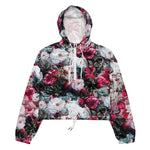 Women’s cropped windbreaker Victorian Rose Floral Pink Summer Rose Women's Cropped Windbreaker Jacket