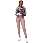 Women’s cropped windbreaker Victorian Rose Floral Pink Summer Rose Women's Cropped Windbreaker Jacket