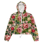 Women’s cropped windbreaker Vintage Botanical Floral Rose Garden Summer Rose Women's Cropped Windbreaker Jacket
