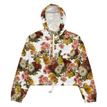 Women’s cropped windbreaker Vintage Chrysanthemum Flowers on Dusty Rose Summer Rose Women's Cropped Windbreaker Jacket