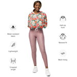 Women’s cropped windbreaker Vintage Floral Flower Summer Rose Women's Cropped Windbreaker Jacket