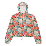 Women’s cropped windbreaker Vintage Floral Flower Summer Rose Women's Cropped Windbreaker Jacket