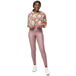 Women’s cropped windbreaker Vintage Floral Flower Summer Rose Women's Cropped Windbreaker Jacket