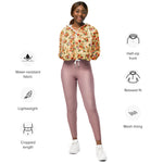 Women’s cropped windbreaker Vintage Floral pattern with Roses Watercolor Summer Rose Women's Cropped Windbreaker Jacket